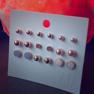 9 Mix and Match Rose Gold Earrings set